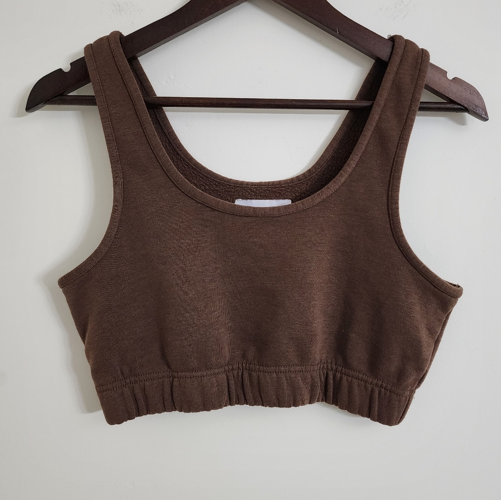 Refuge Athletics Brown Cropped Tank Top Size Medium Athleisure Workout Comfort